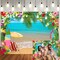 Summer Hawaiian Beach Backdrop for Photography Tropical Flower Aloha Backdrop Blue Sky Ocean Palm Leaves Background Birthday Party Decor Baby Shower Photoshoot